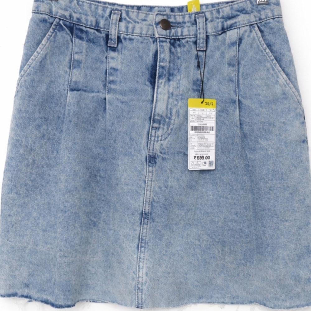 Zudio Vintage Denim Mini Skirt Raw Hem High Waist Chic Y2k Size 28 Small